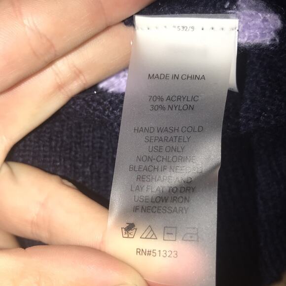 NWT Court & Rowe Striped Navy Crush Crewneck Sweater Small Winter Cold Weather - Picture 5 of 7